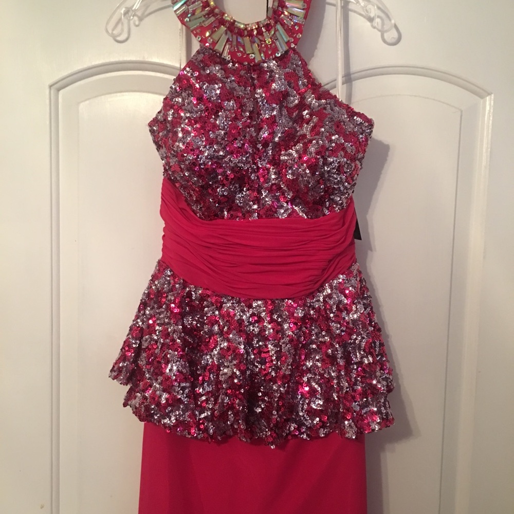 Fuchsia colored prom dress